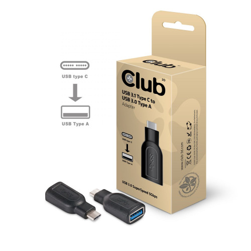 Adaptador Club 3D USB-C 3.1/M a USB-A...
