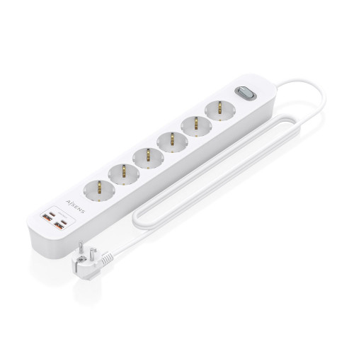 Regleta AISENS 6 Tomas, 2 USB-C y 2...