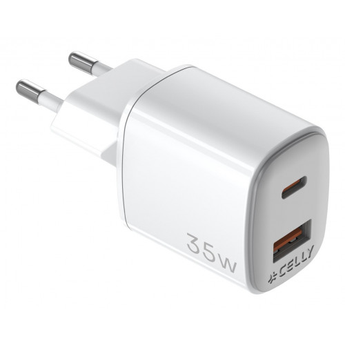 Cargador CELLY USB-A USB-C 35W Blanco...