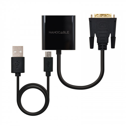 Nanocable DVI/M a VGA/H 10cm Negro