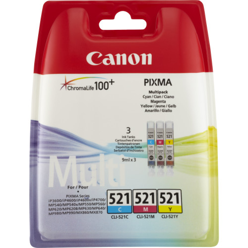 Tinta Canon CLI-521C/M/Y Pack Tricolor