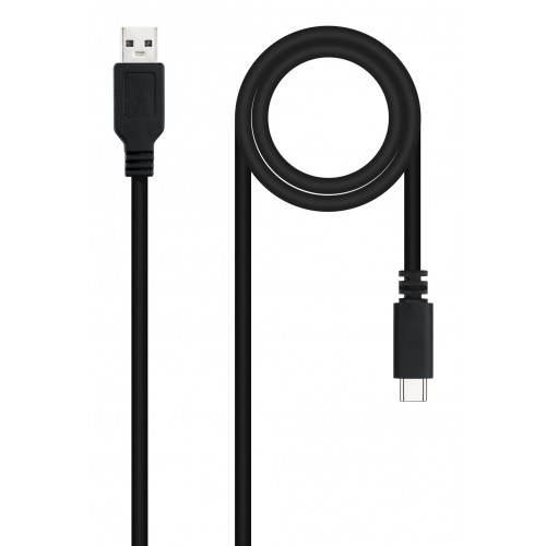Nanocable USB-A/M a USB-C/M 0.5m Negro
