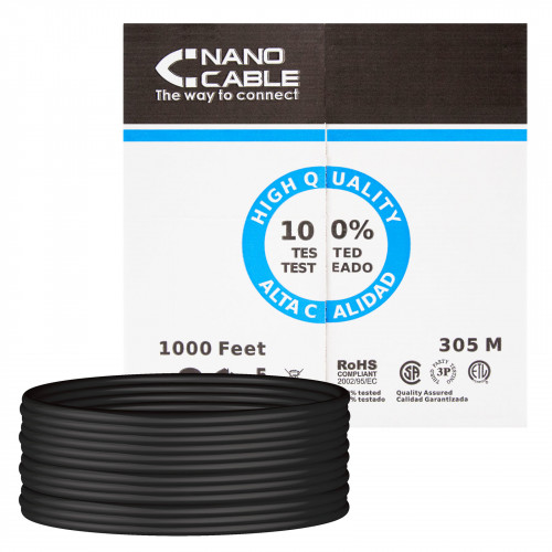 Nanocable RJ45 Cat.6 UTP 305m Negro...