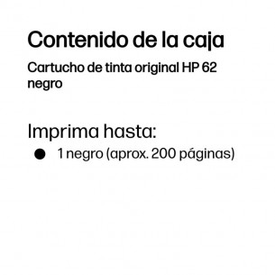 Tinta HP 62 Negro 4ml 200... 2
