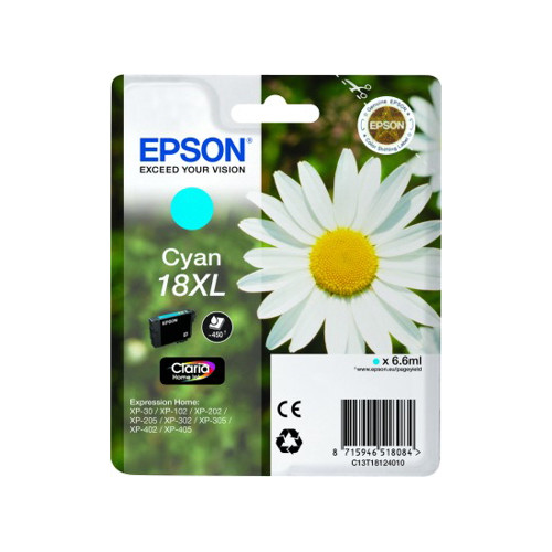 Tinta Epson 18XL T1812 Cian 6.6ml 450...