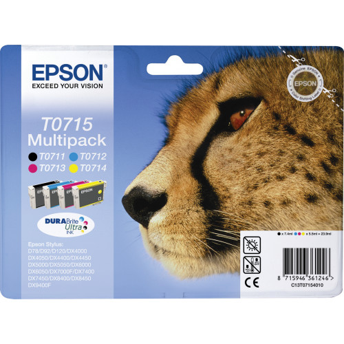 Tinta Epson T0715 Pack Negro/Tricolor...