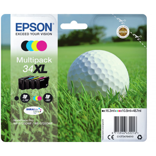 Tinta Epson 34XL Pack Negro/Tricolor...