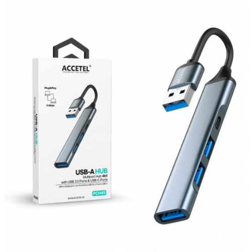 Adaptador Hub Accetel 4 en 1 USB-A...