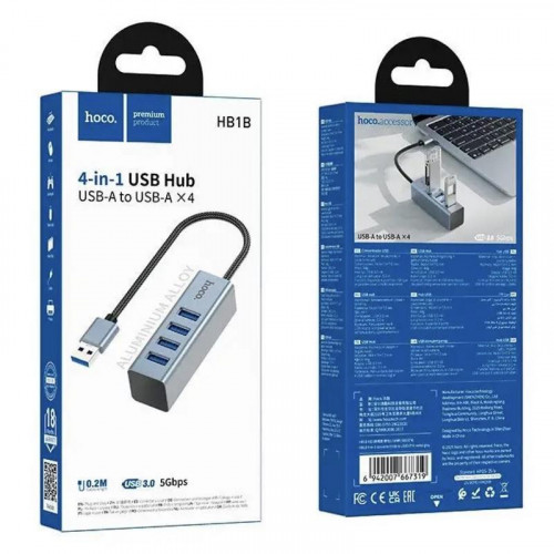 Adaptador USB Hoco HB1B USB a 4...