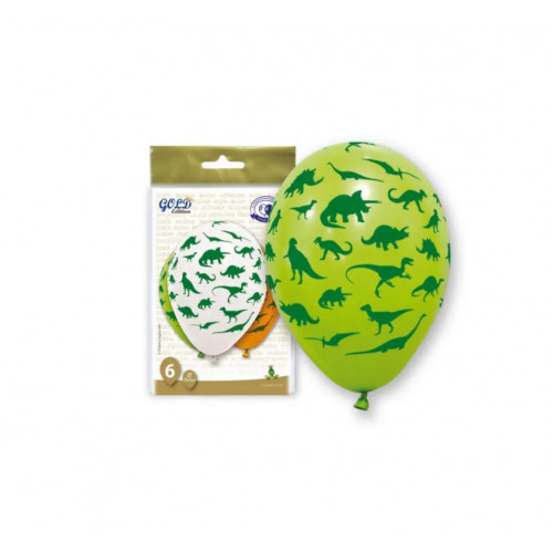 Bolsa de 6 Globos 12GPI Dinosaurios