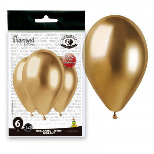 Bolsa de 6 Globos Oro Espejo