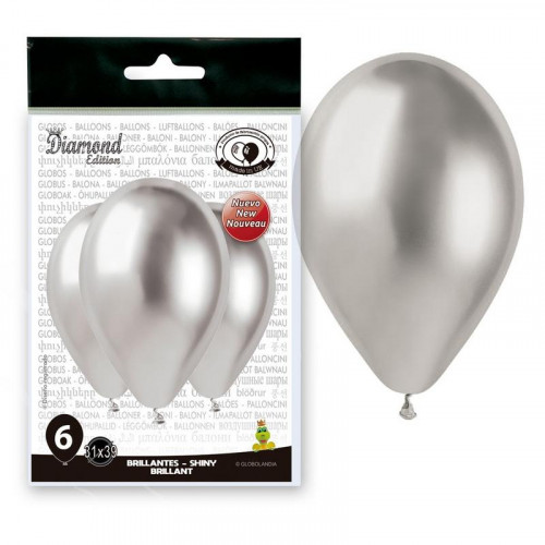 Bolsa de 6 Globos 14SH-89 Plata Espejo