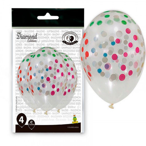 Bolsa con 4 Globos Transparentes de...
