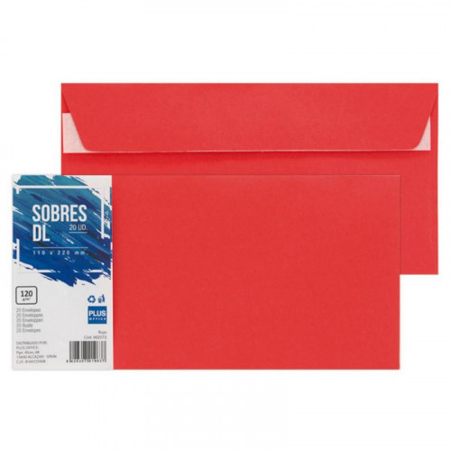 Sobres Plus Office 110x220 mm Rojos...