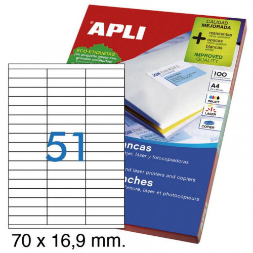 Etiquetas adhesivas Apli A4 70x16 mm...