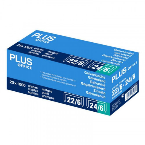 Grapas Plus Office 22/6 y 24/6 Plateadas