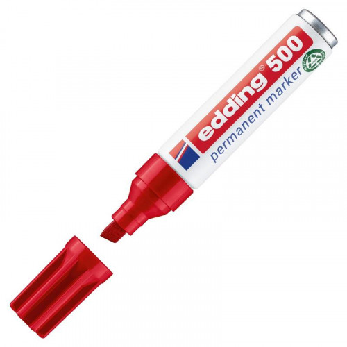 Marcador Edding 500 Rojo Punta Biselada