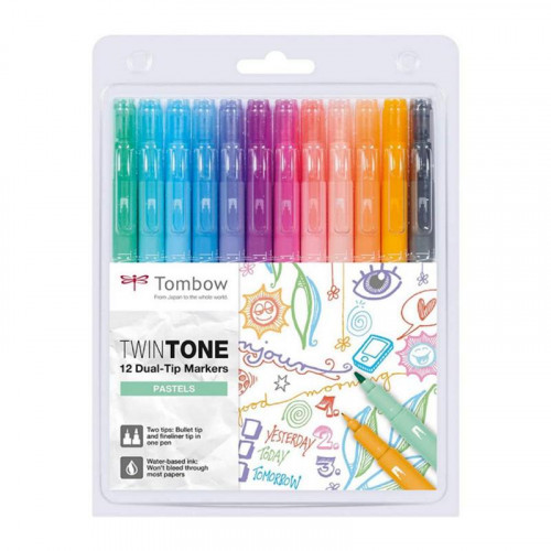 Rotuladores Tombow Twintone Pastel 12...
