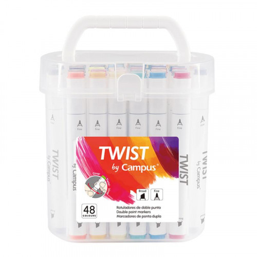 Rotulador Twist Doble Punta 48 Unidades
