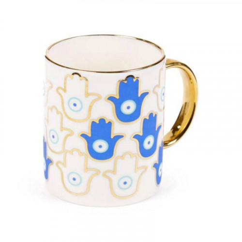 Taza de Porcelana con Manos y Ojo Turco