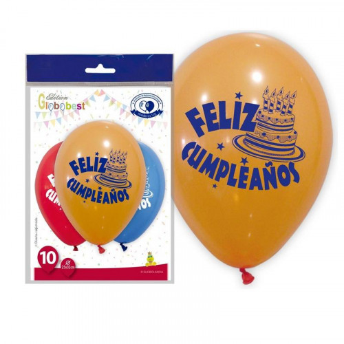 Bolsa de 10 Globos Feliz Cumpleaños...