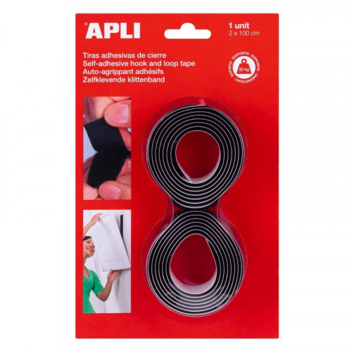 Cinta Velcro Apli 2 x 100 cm Negro 13656