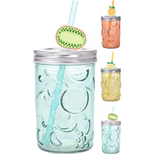 Vaso de Cristal con Pajita 500 ml