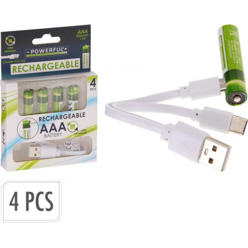 Pilas AAA Recargables con USB-C 4...
