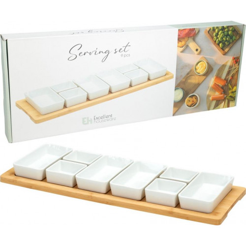 Tabla de Tapas de Madera y Porcelana