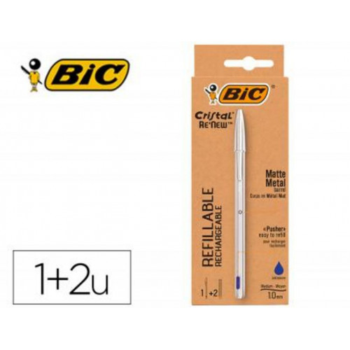 Bolígrafo Bic Renew Azul con Recambio