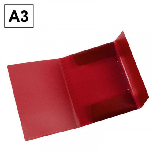 Carpeta de plástico con solapa A3 roja