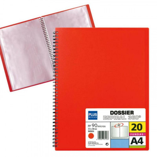 Carpeta con 20 Fundas Espiral Roja