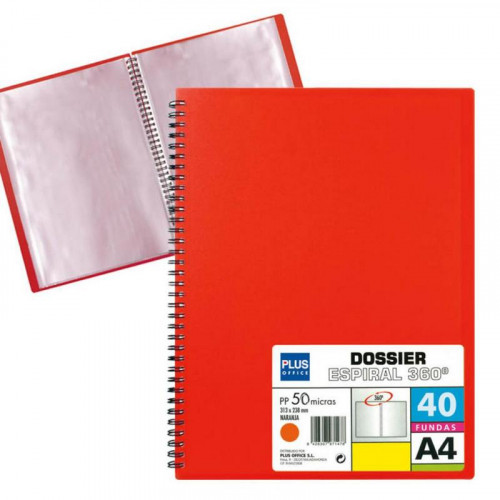 Carpeta de 40 Fundas con Espiral Roja