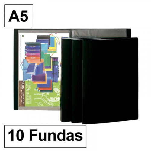 Carpeta con 10 Fundas A5 Flexible Negra