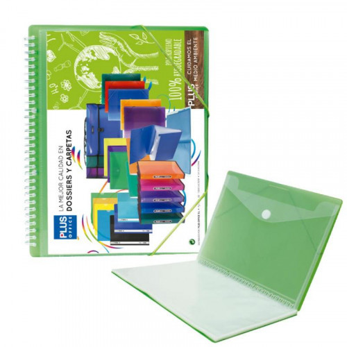 Carpeta con 50 fundas espiral y goma...