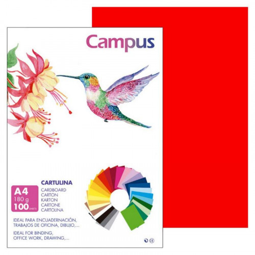 Cartulina A4 Roja 180 g 100 Unidades