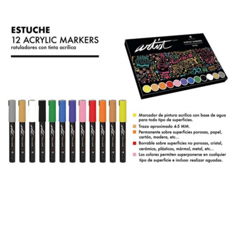 Estuche de Acrílico con 12 Colores...