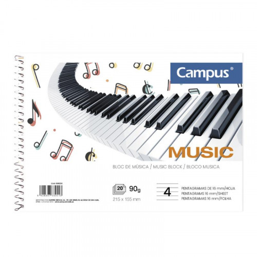 Bloc de Música Campus A5 20 Hojas 90...
