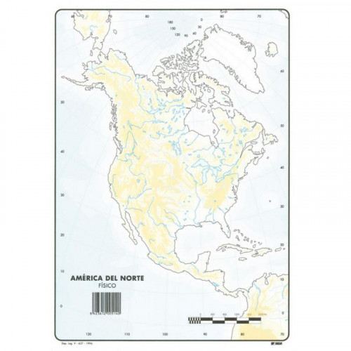 Mapa Mudo Físico de América del Norte