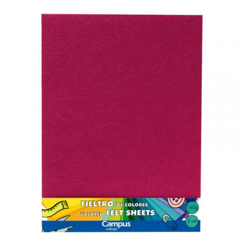 Fieltro 23x30 cm Rosa Oscuro 3 Unidades