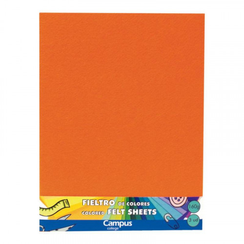 Fieltro 23x30 cm Naranja 3 Unidades