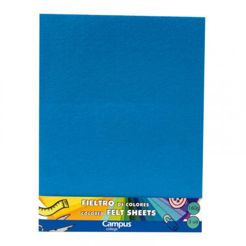 Fieltro 23x30 cm Azul Claro 3 Unidades