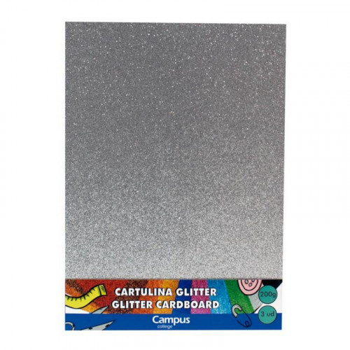 Cartulina A4 con Brillo Glitter Plata...