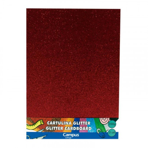 Cartulina A4 con Purpurina Roja 3...