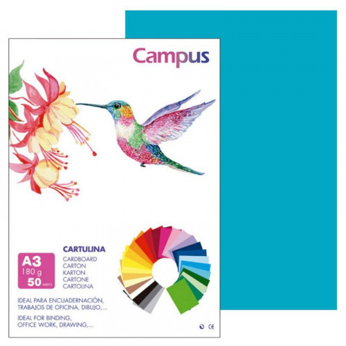 Cartulina A3 Azul Turquesa 50 Unidades