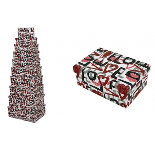 Set de 10 Cajas de Cartón Love