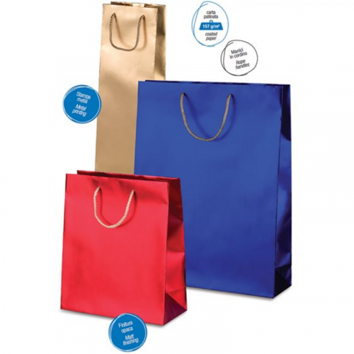 Bolsa con asa metalizada roja de...