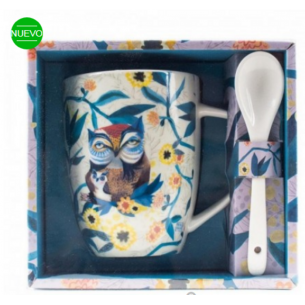 Taza con Cuchara Owl D232