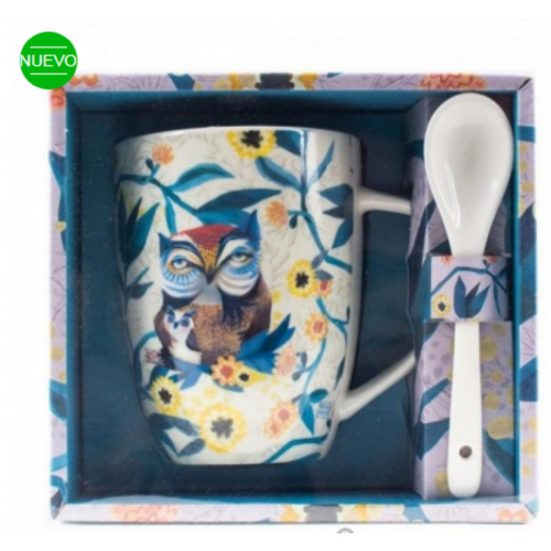Taza con Cuchara Owl D232