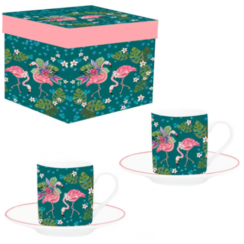 Set de 2 Tazas con Plato Flamingo de...